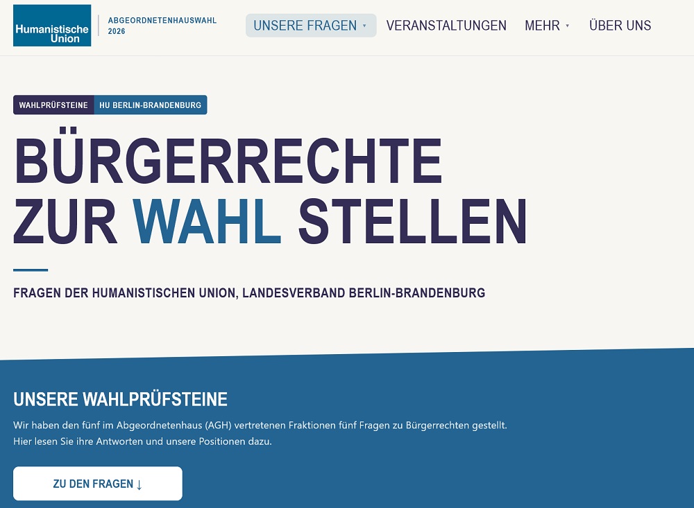 Beitragsbild „wahl26.berlin“ – die Homepage der Humanistischen Union zur Wahl des Abgeordnetenhauses ist online